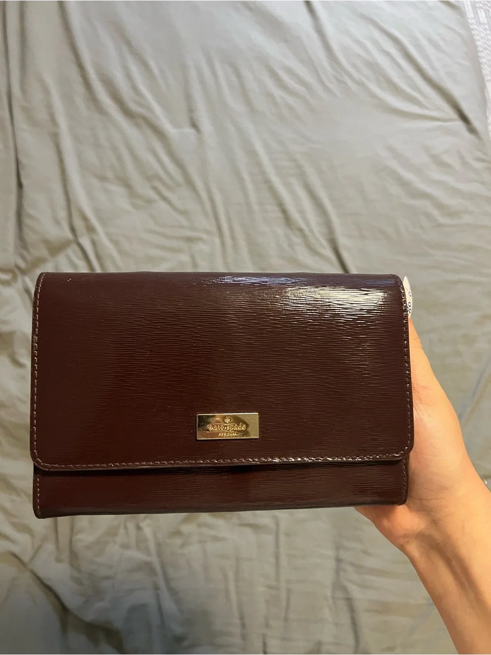 Kate Spade Burgundy Patent Textured Leather Wallet Clutch